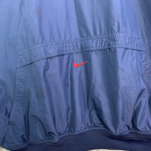 Vintage Nike check Navy Pullover Jacket Windbreaker Mens Size XXL VTG Zip Pocket - Picture 3 of 10